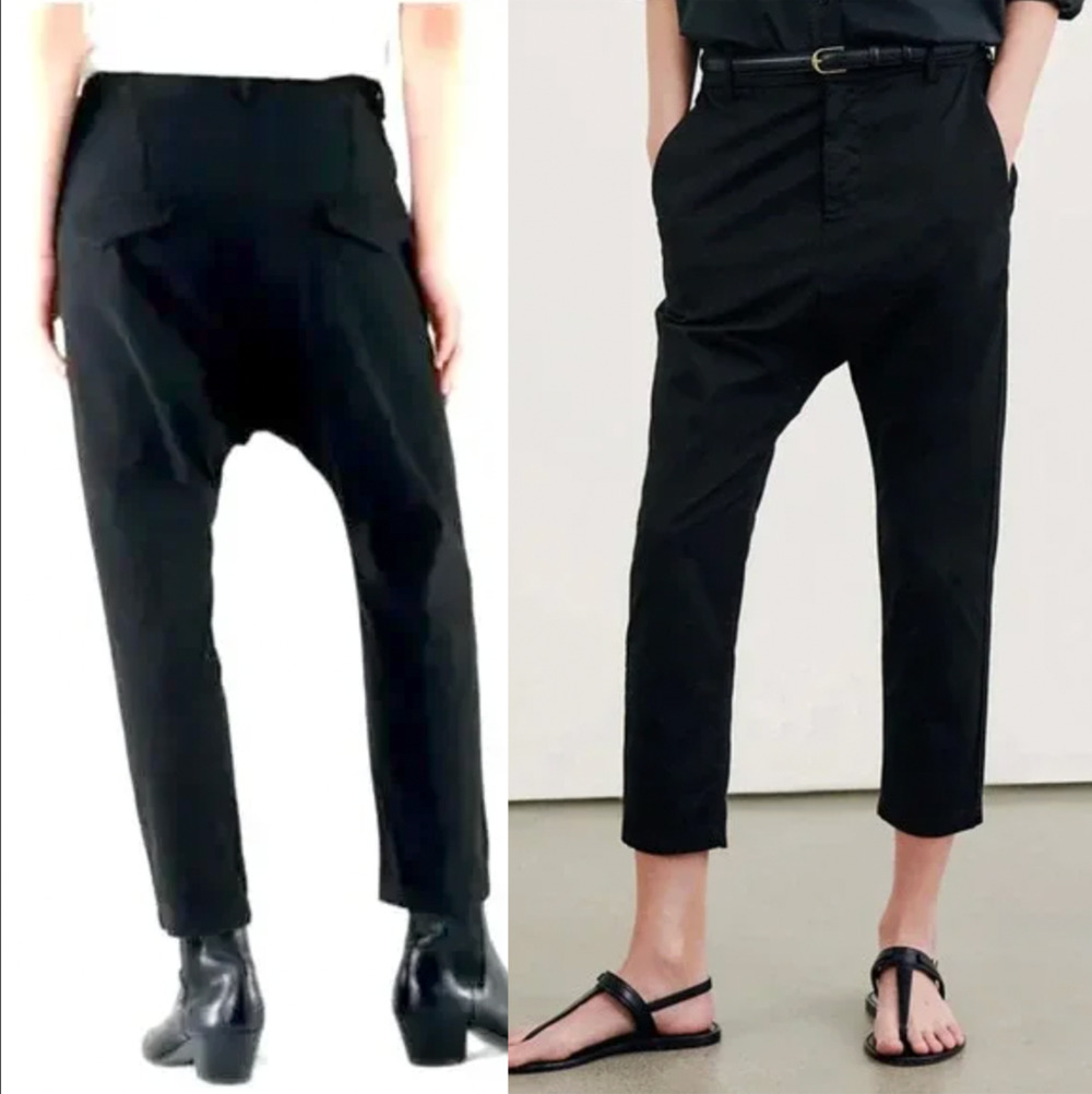 Nili Lotan 6 Slouchy Paris Pants $345 Drop Crotch Cotton Cropped Jet Black EUC!